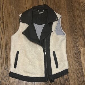 JouJou faux black leather and Sherpa vest